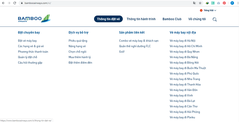 Truy cập website Bamboo Airways
